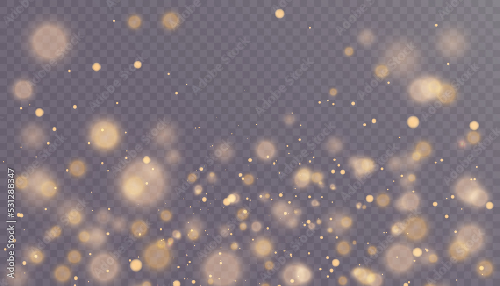 Poster christmas background. shimmering dust. magic bright shimmering shiny bokeh particles. png effect