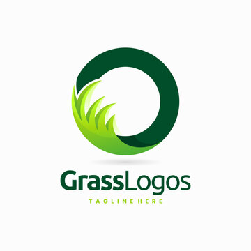 grass letter O logo design