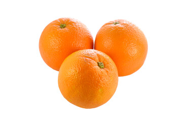 three oranges on a white background