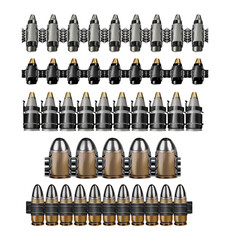Isolated artwork illustration of various bullet or ammo belts. - obrazy, fototapety, plakaty