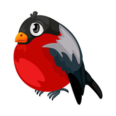 Beautiful cartoon bullfinch. Bird vector illustration