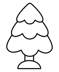 Vector black and white Christmas tree. Cute fir tree illustration isolated on white background. New Year or winter symbol. Funny line icon, coloring page.