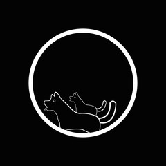 Circle two white dog animal logo