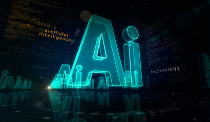 Obraz premium Artificial intelligence technology AI symbol digital concept 3d illustration