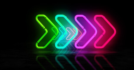 Arrow neon light 3d illustration