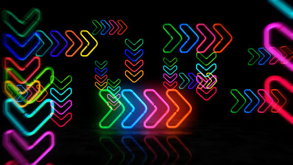 Arrow neon light 3d illustration