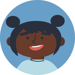 Little girl avatar vector. Funny cartoon kids characters. Happy kids Profile icons. Icons for games, online communities, web forums. Vector illustration in flat cartoon style