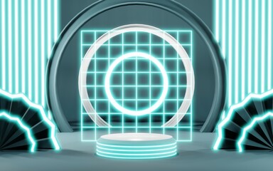 3D rendering of blank product background for cream cosmetics Modern blue pastel podium background