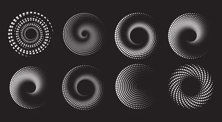 Türaufkleber Design spiral dots backdrop. Abstract monochrome background. Vector-art illustration. No gradient, Trendy design element for frame, round logo, sign, symbol, web, prints, posters, template, pattern © Vallabh soni