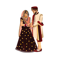 Fototapeta na wymiar Indian wedding couple character bride and groom