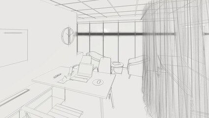 Interior sketch of an office space AI generated