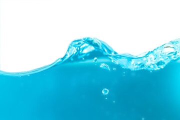 Water surface side view with bubbles and waves in the isolated background.