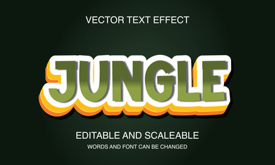 Jungle 3d text effect typography vector template