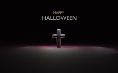 Obraz premium Halloween scary pumpkin late night 3D illustration