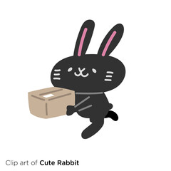 ウサギのキャラクターイラストシリーズ　「荷物を届けるウサギ」