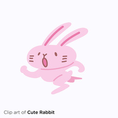 ウサギのキャラクターイラストシリーズ　「急ぐ」