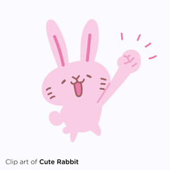 ウサギのキャラクターイラストシリーズ　「やる気」