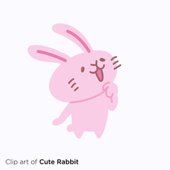 ウサギのキャラクターイラストシリーズ　「感心する」