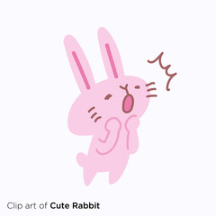 ウサギのキャラクターイラストシリーズ　「驚く」