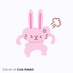 ウサギのキャラクターイラストシリーズ　「怒る」