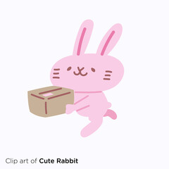 ウサギのキャラクターイラストシリーズ　「荷物を届けるウサギ」
