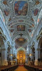 Fototapeta na wymiar Interior of Dominican Church in Vienna, Austria. Also known as the Church of St. Maria Rotunda, it was built in 1631-1634 in early Baroque style.