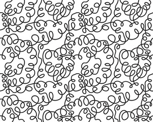Decorative hand drawn seamless pattern on white backdrop, for fabric, wrapping, packaging paper, wallpaper