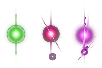 Set of colorful transparent light lens flares, Realistic burst of light collection, Coloured lights collection