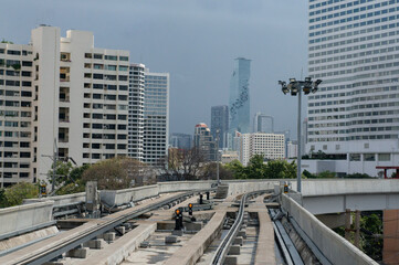 Fototapeta na wymiar Railroad tracks of Bangkok, Thailand.