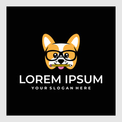 cute cat head character logo design