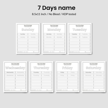 Day name of the week trace writing practice Printable tracing worksheet for Preschoolers and Kindergarten students