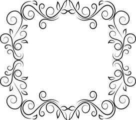 Calligraphic design elements . Decorative swirls or scrolls, vintage frame , label and divider