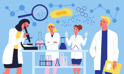 Scientist Laboratory Flat Background