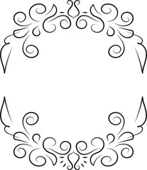 Calligraphic design elements . Decorative swirls or scrolls, vintage frame , label and divider
