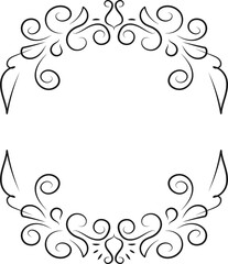 Calligraphic design elements . Decorative swirls or scrolls, vintage frame , label and divider