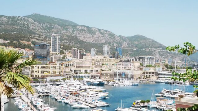 Panoramic view of Monte Carlo, Monaco. France, Mediterranean Sea. tourist attraction, travel guide and sights of city breaks. landmarks, postcard, on road trip panoramic banner