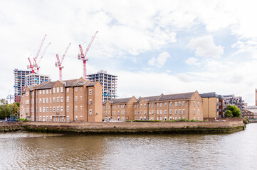 London, England, UK - September 04, 2022: New apartment complex along the Roding Riverside in Barking, East London, UK