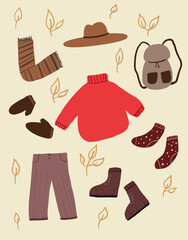 set of autumn clothes