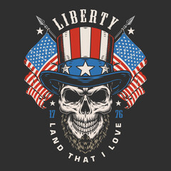 USA skull poster vintage colorful