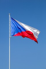 Flag of Czech republic waving in the sky