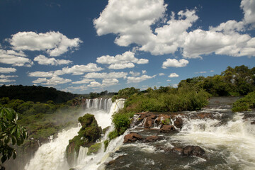Natural world wonder. The Iguazu falls in Misiones, Argentina. View of San Martin fall. The...