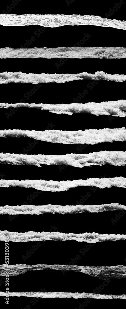Poster set of foam from the wave isolated on black