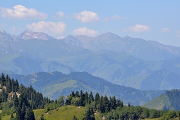 Zailiysky Alatau mountains tourist places near Almaty city. Summer day view
