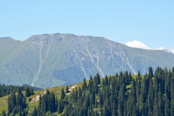 Zailiysky Alatau mountains tourist places near Almaty city. Summer day view