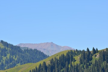 Zailiysky Alatau mountains tourist places near Almaty city. Summer day view
