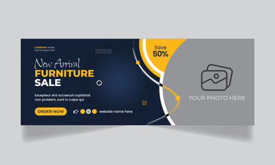 Furniture sale social media facebook cover and web banner template