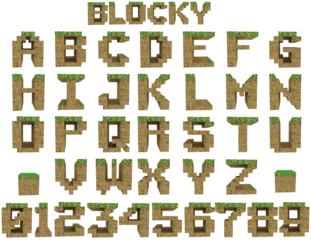 Fotobehang Minecraft Video game alphabet letters 3D illustration on transparent background