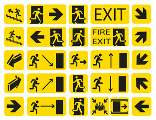 Fire signs. Meeting point in case of emergency. Vector illustration.