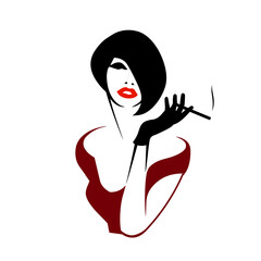 Girl with a cigarette in her hand vector illustration