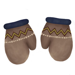Brown Warm Winter Gloves Illustration